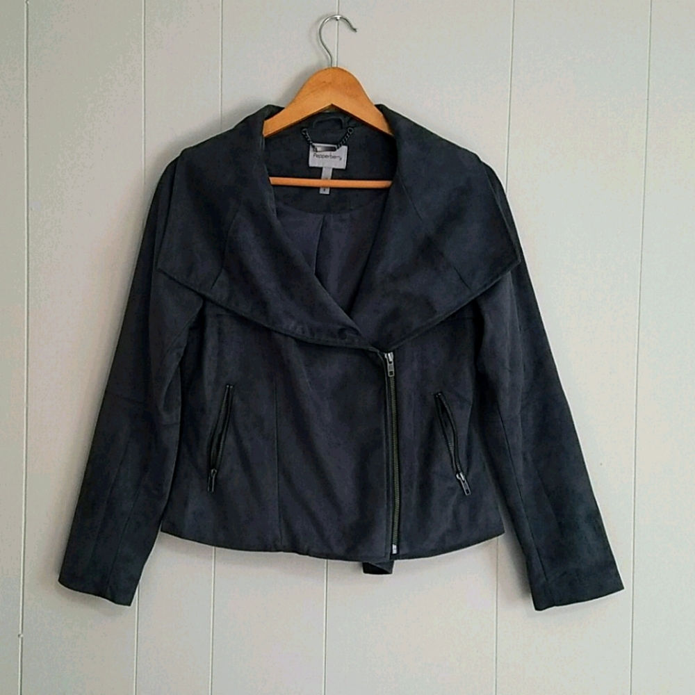 Gray faux-suede jacket